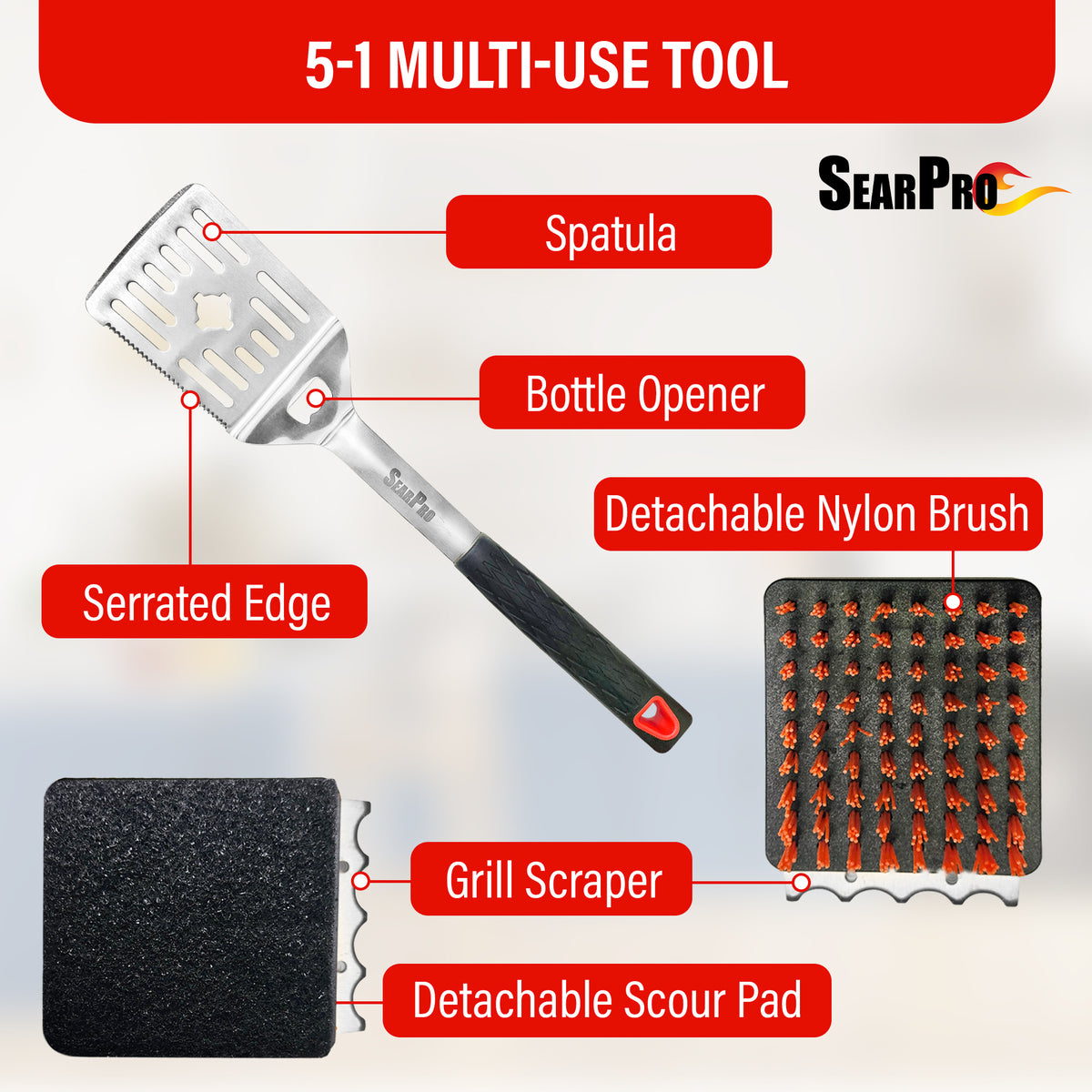 SearPro 5-1 Grill Brush Combo