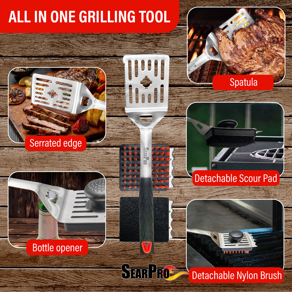SearPro 5-1 Grill Brush Combo